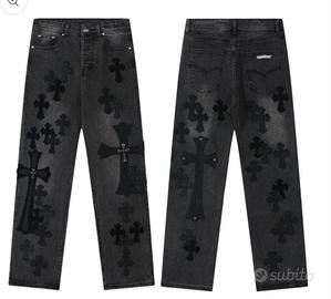 jeans chrome hearts neri