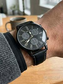 Orologio da uomo - Nero con dettagli Silver