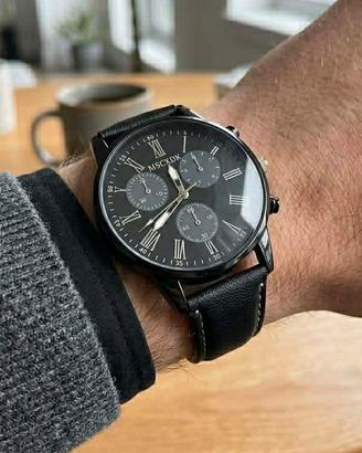 Orologio da uomo - Nero con dettagli Silver