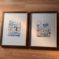 2 stampe di Orfeo Tamburi con cornice