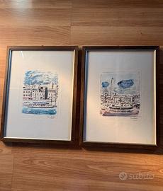 2 stampe di Orfeo Tamburi con cornice