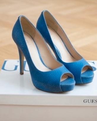 Scarpe Décolleté Peep Toe Guess Blu Elettrico