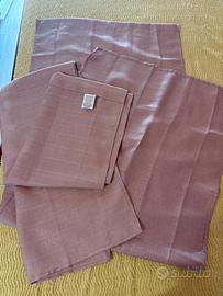 Set Tende in tessuto rosa antico effetto lino