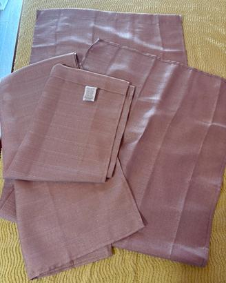 Set Tende in tessuto rosa antico effetto lino