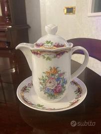 Teiera porcellana Limoges francese dipinta a mano