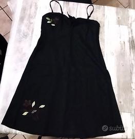 Vestito nero da donna estivo con ricami 48