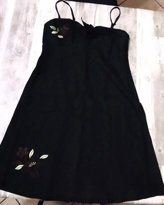 Vestito nero da donna estivo con ricami 48
