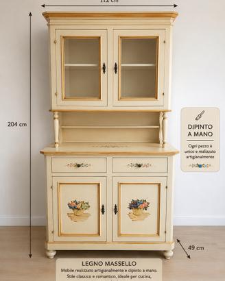 Madia legno massello dipinta a mano