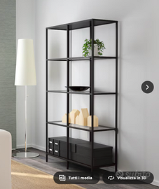 LIBRERIA VITTSJÖ Scaffale, marrone-nero/vetro X2