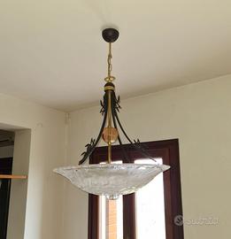 Lampadario Elegante - Vetro Ghiaccio e Bronzo