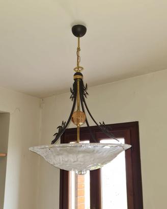 Lampadario Elegante - Vetro Ghiaccio e Bronzo