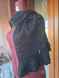 sciarpa fourlard  traforato nero con lamè