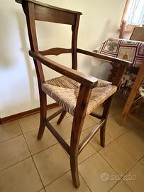 Seggiolone impagliato antico