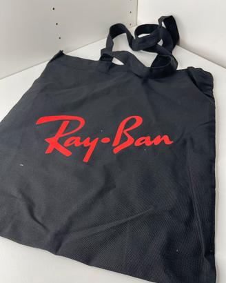 Tote bag Ray-Ban nera con stampa rossa