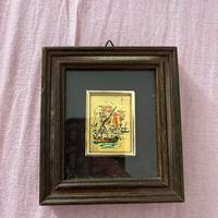 Quadretto in foglia oro 22 kt - barche a vela