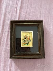 Quadretto in foglia oro 22 kt - barche a vela