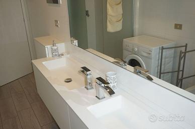 Doppio Lavabo Mobile Bagno Sospeso Bianco