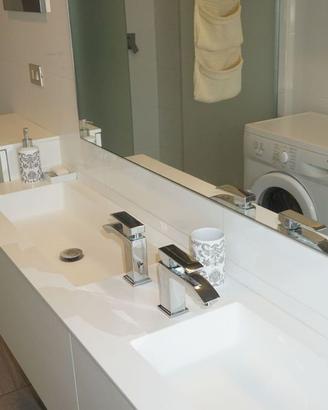 Doppio Lavabo Mobile Bagno Sospeso Bianco
