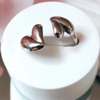 anello doppio cuore regolabile in acciaio inox