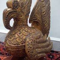 antico uccello hintha in legno birmano e lacca
