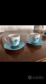 Set 2 Tazzine Neve Blu e piattini