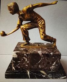 Giocatore di bocce in ottone mass. + Marmo