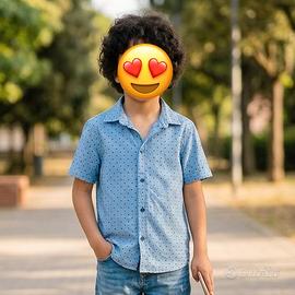 Camicia H&M azzurra a pois 7-8 anni (128cm)