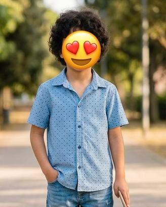 Camicia H&M azzurra a pois 7-8 anni (128cm)