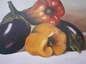 olio su tela  melanzane e peperoni 