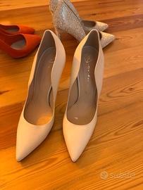 Decolleté bianche in pelle tacco 12