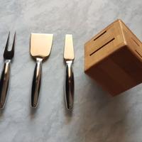 Set coltelli da formaggio in acciaio inox e ceppo
