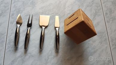 Set coltelli da formaggio in acciaio inox e ceppo