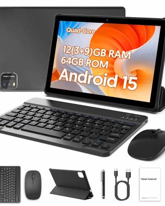 Tablet con tastiera e mouse Android 15
