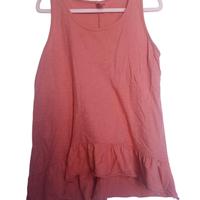 Top con peplo senza maniche Rosa Pesca 100% Cotone