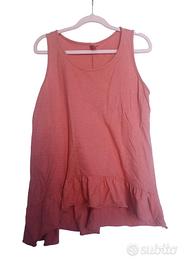 Top con peplo senza maniche Rosa Pesca 100% Cotone