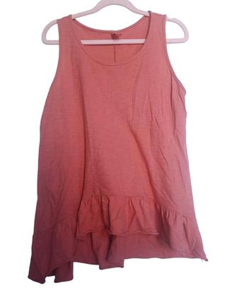 Top con peplo senza maniche Rosa Pesca 100% Cotone