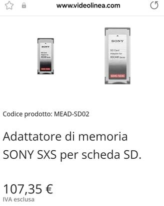 adattatore sony per memorie Sd