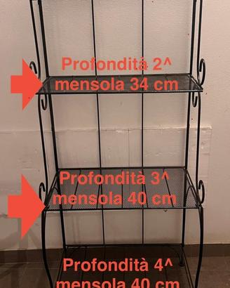 Mobile in ferro batturo lavorato 4 ripiani