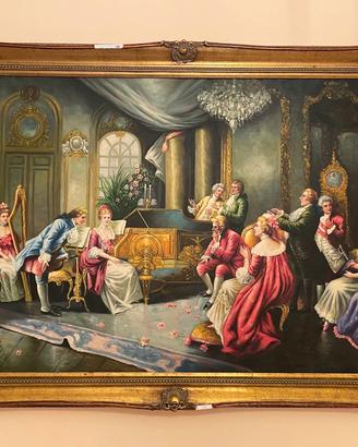 Grande quadro dipinto a mano con cornice dorata