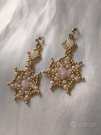 Orecchini artigianali  pietre naturali quarzo rosa