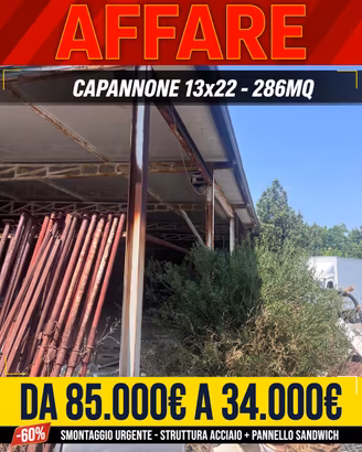 CAPANNONE TETTOIA 13x22 286mq con soppalco