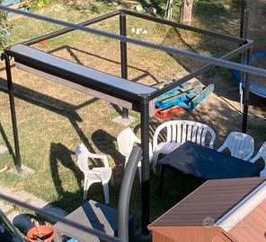 Pergola nero alluminio 3x3 led robotizza