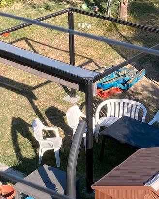 Pergola nero alluminio 3x3 led robotizza