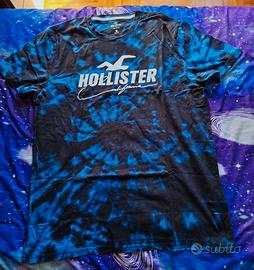 T-Shirt HOLLISTER nero blue fantasy mis. XL Usata