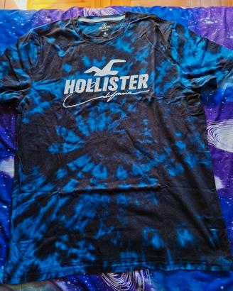 T-Shirt HOLLISTER nero blue fantasy mis. XL Usata