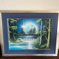 Quadro paesaggio notte blu
