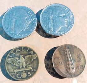 6 MONETE ITALIA DAL 1921 AL 1942