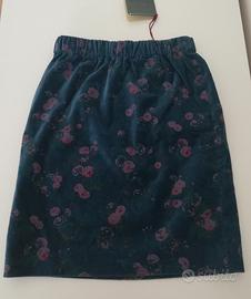 Gonna in velluto a fantasia per bimba