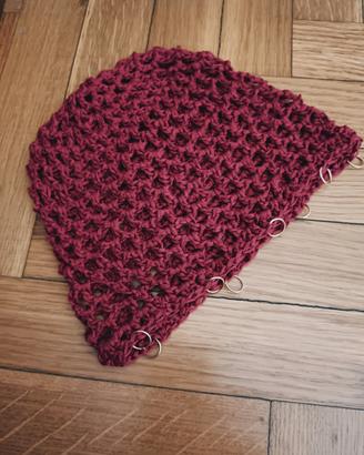 cappellino cuffia color rosso borgogna