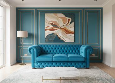 Chesterfield divano 3 posti in tessuto antimacchia